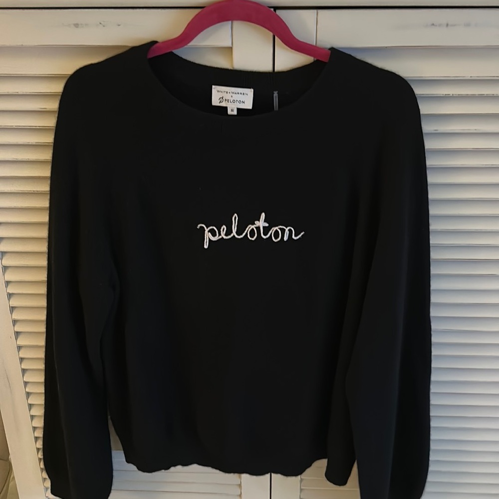Like New Peloton x White + Warren Black Cashmere Crewneck Medium
